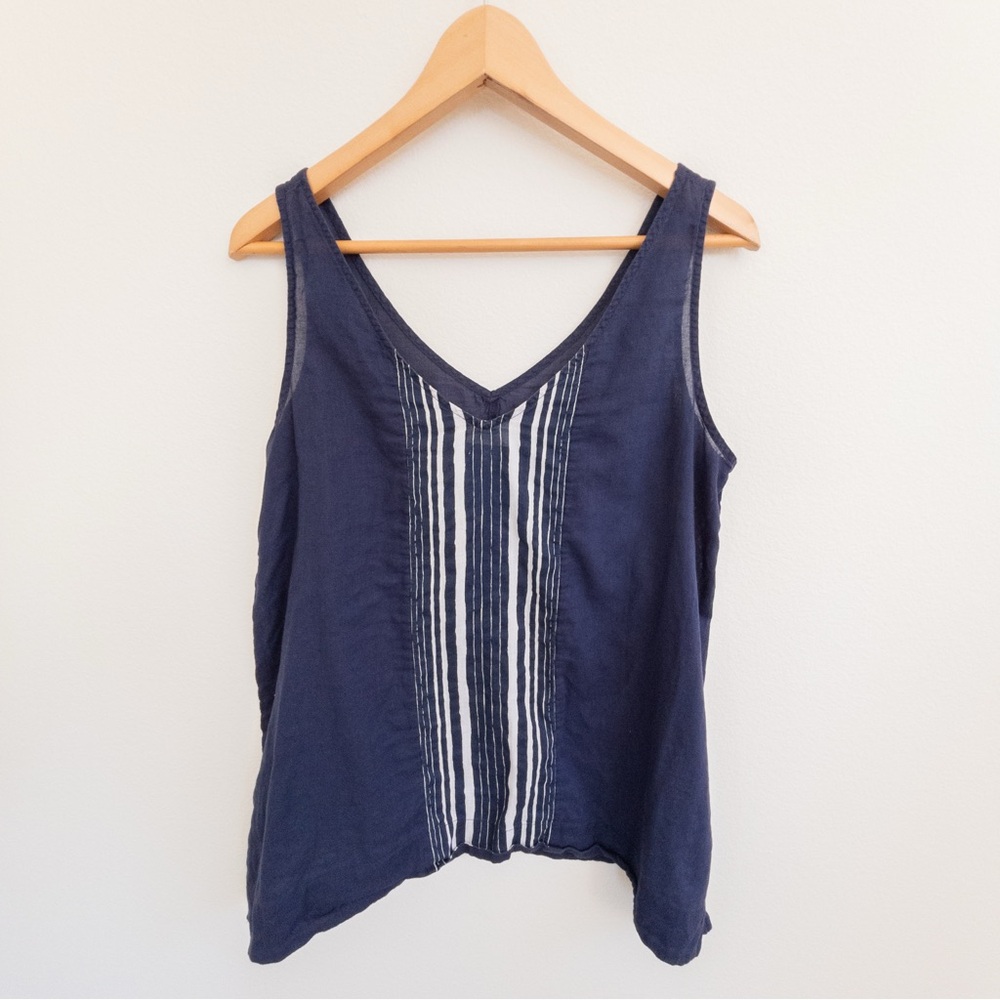Old Navy Cotton Blue V-neck Tank Top w/ Vertical Stripes l Medium‎
